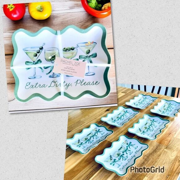 NWT Set of 6 Rachel Zoe Extra Dirty Martinis 100% Melamine Appetizers plates - Picture 1 of 16